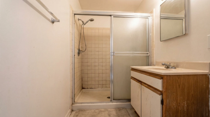 shower to tub before